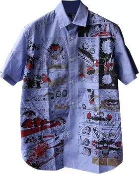 Рубашка Junya Watanabe MAN Manga Print Short-Sleeve Button Down Shirt 'Blue', синий