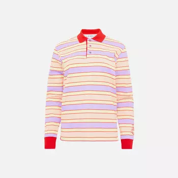 Рубашка JW Anderson Striped Contrast Trim Long Sleeve Polo Top, розовый