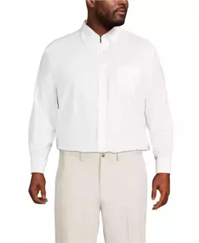 Рубашка классического кроя Big & Tall из не требующей глажки ткани Supima Oxford однотонная Lands' End, белый