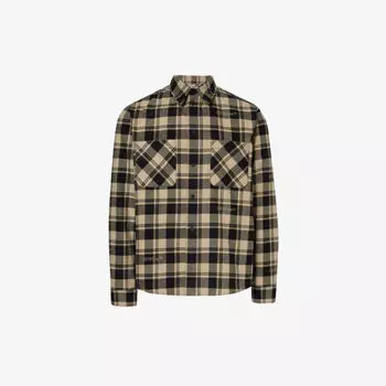 Рубашка классического кроя из хлопка с графичным принтом в клетку Off-White, черный