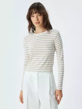 Рубашка Koton, цвет Beige/White
