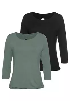 Рубашка LASCANA, цвет Dark green/Black