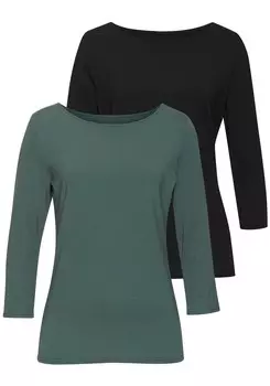 Рубашка LASCANA, цвет Emerald/Black