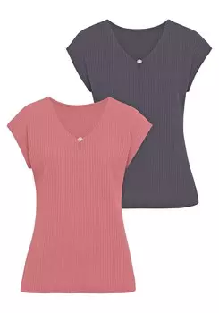 Рубашка LASCANA, цвет Grey/Pink