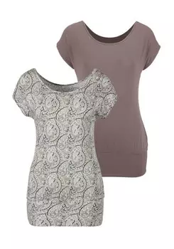Рубашка LASCANA, цвет Grey/Taupe/Anthracite