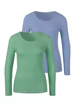 Рубашка LASCANA, цвет Light blue/Green