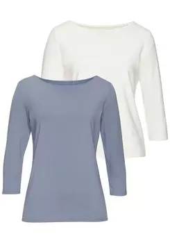 Рубашка LASCANA, цвет Smoke blue/White