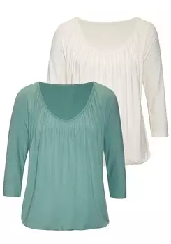 Рубашка LASCANA, цвет Turquoise/White