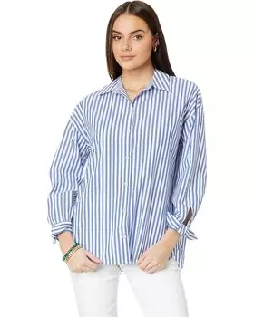 Рубашка Lilly Pulitzer Lesia Relaxed Button Down, цвет Briny Blue Cabana Stripe