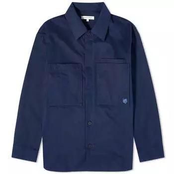 Рубашка Maison Kitsune Tonal Fox Head Patch Overshirt, цвет Ink Blue