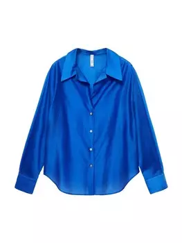 Рубашка MANGO Blouse JUNE, синий