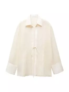 Рубашка MANGO Blouse Manu, цвет champagne