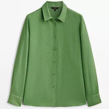 Рубашка Massimo Dutti 100% Linen, зеленый