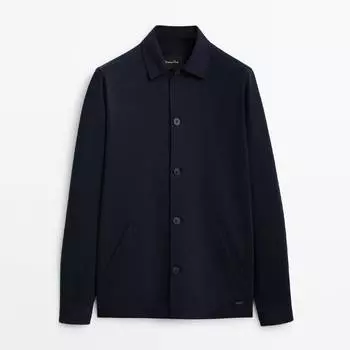 Рубашка Massimo Dutti Cotton Blend Twill, темно-синий