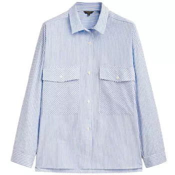Рубашка Massimo Dutti Cotton Poplin With Pockets, голубой