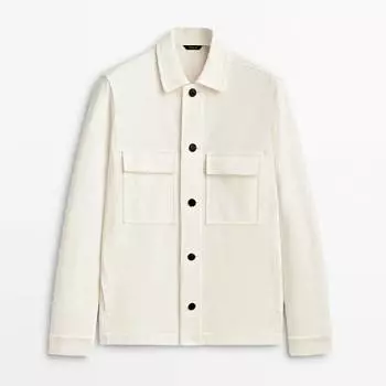 Рубашка Massimo Dutti Cotton Twill Overshirt, кремовый