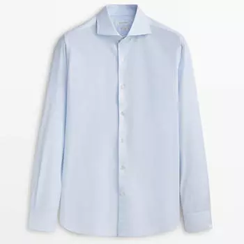 Рубашка Massimo Dutti Easy Iron Slim Fit, светло-синий