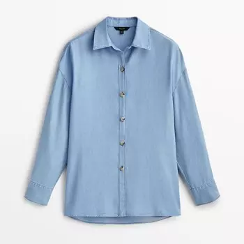 Рубашка Massimo Dutti Flowing Effect Denim, синий
