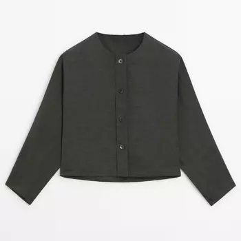 Рубашка Massimo Dutti Linen Blend with Raglan Sleeves, серо-зеленый