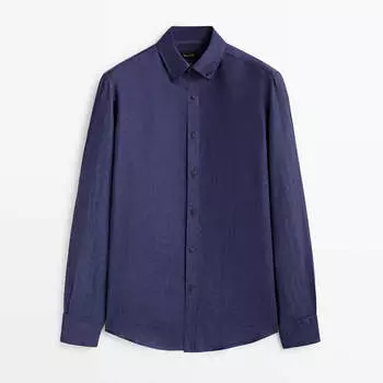 Рубашка Massimo Dutti Linen Regular Fit, синий