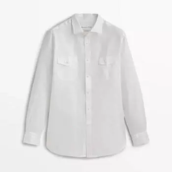 Рубашка Massimo Dutti Linen With Pockets, белый