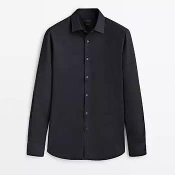Рубашка Massimo Dutti Slim Fit Textured, темно-синий