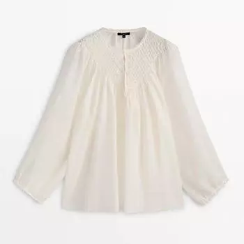 Рубашка Massimo Dutti Smocked Voile, кремовый