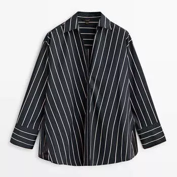 Рубашка Massimo Dutti Striped Cotton, темно-синий