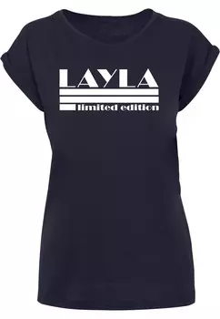 Футболка женская Merchcode Layla с принтом, темно-синий