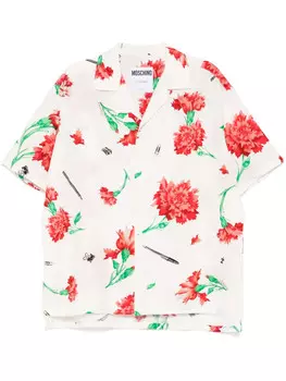 Рубашка Moschino с цветочным принтом, белый