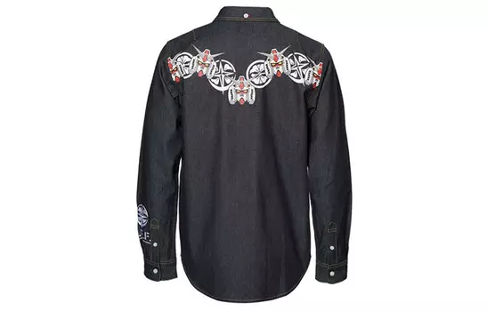 Рубашка мужская индиго Evisu, индиго