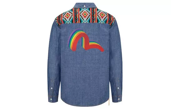 Рубашка мужская синяя Evisu, синий