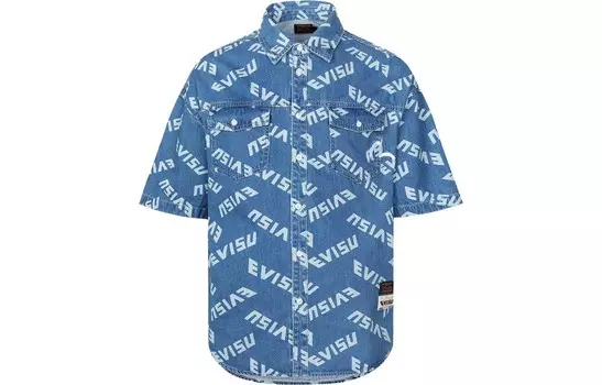 Рубашка мужская синяя Evisu, синий