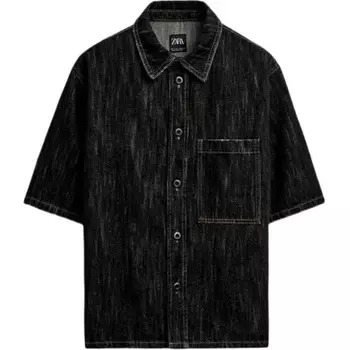 Рубашка мужская синяя Zara, синий
