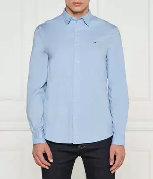 Рубашка мужская Tommy Jeans хлопковая с логотипом бренда, голубой