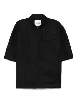 Рубашка на молнии с оборками JIL SANDER, черный