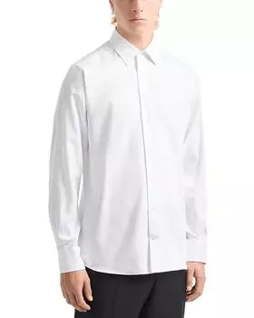 Рубашка New York Fit с микро-шевронным узором Emporio Armani, белый