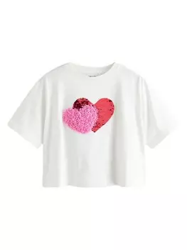 Рубашка Next Sequin Heart, белый