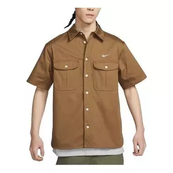 Рубашка Nike SB Short Sleeve Woven Skate Button Up Shirt 'Tan' DV9076-270, желто-коричневый