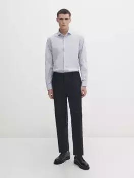 Рубашка облегающего кроя в полоску easy-iron Massimo Dutti, синий