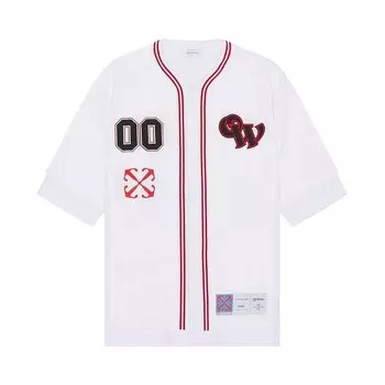 Рубашка Off-White Gothic Logo Baseball Shirt, цвет White/Red