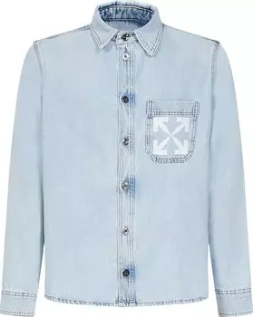 Рубашка Off-White Single Arrow Denim Shirt 'Bleach Blue/White', синий