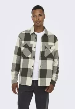 Рубашка ONSMILO CHECK OVERSHIRT Only & Sons, коричневый