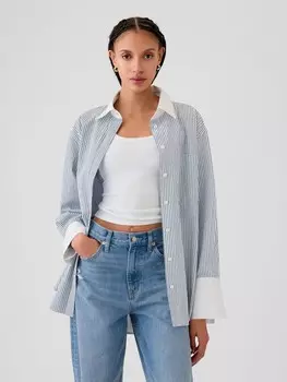 Рубашка оверсайз из поплина Gap, синий