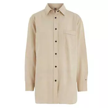 Рубашка оверсайз Tommy Hilfiger Linen, бежевый