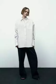 Рубашка оверсайз ZARA, белый