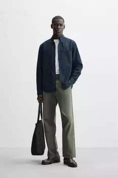 Рубашка оксфорд ZARA, темно-синий