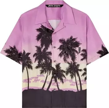 Рубашка Palm Angels Palm Tree Print Silk Shirt 'Purple/Black', фиолетовый