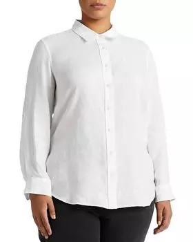 Рубашка Plus из льна Ralph Lauren, белый