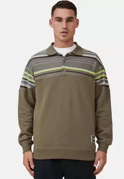 Рубашка-поло BOX FIT, TEXTURED STRIPE Cotton On, цвет mud green